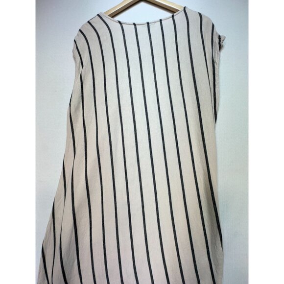 For Cynthia Womens Asymmetrical Shift Dress XL Ivory Stripe Sleeveless Y2K Retro - Picture 12 of 13